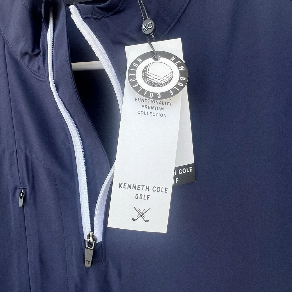Kenneth Cole Men's Golf 1/4 Zip Vest Lightweight Stretch Navy Blue Large